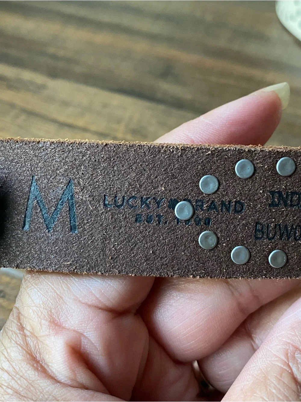 Lucky Leather Studded Belt, 34”